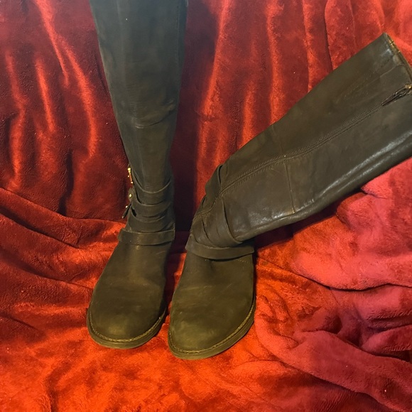 Steve Madden Albany Black upper leather boots silver buckle sz 9 - Picture 8 of 8